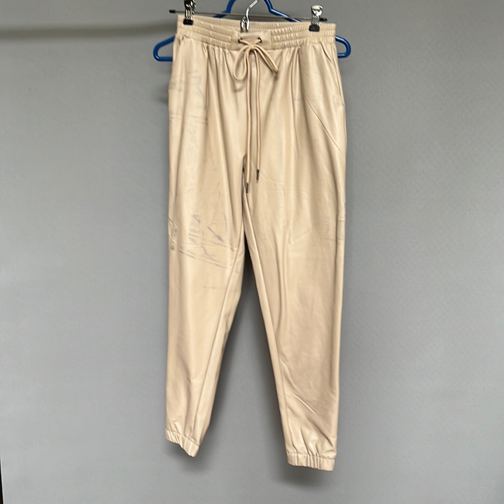 NWT Cream Leather Joggers